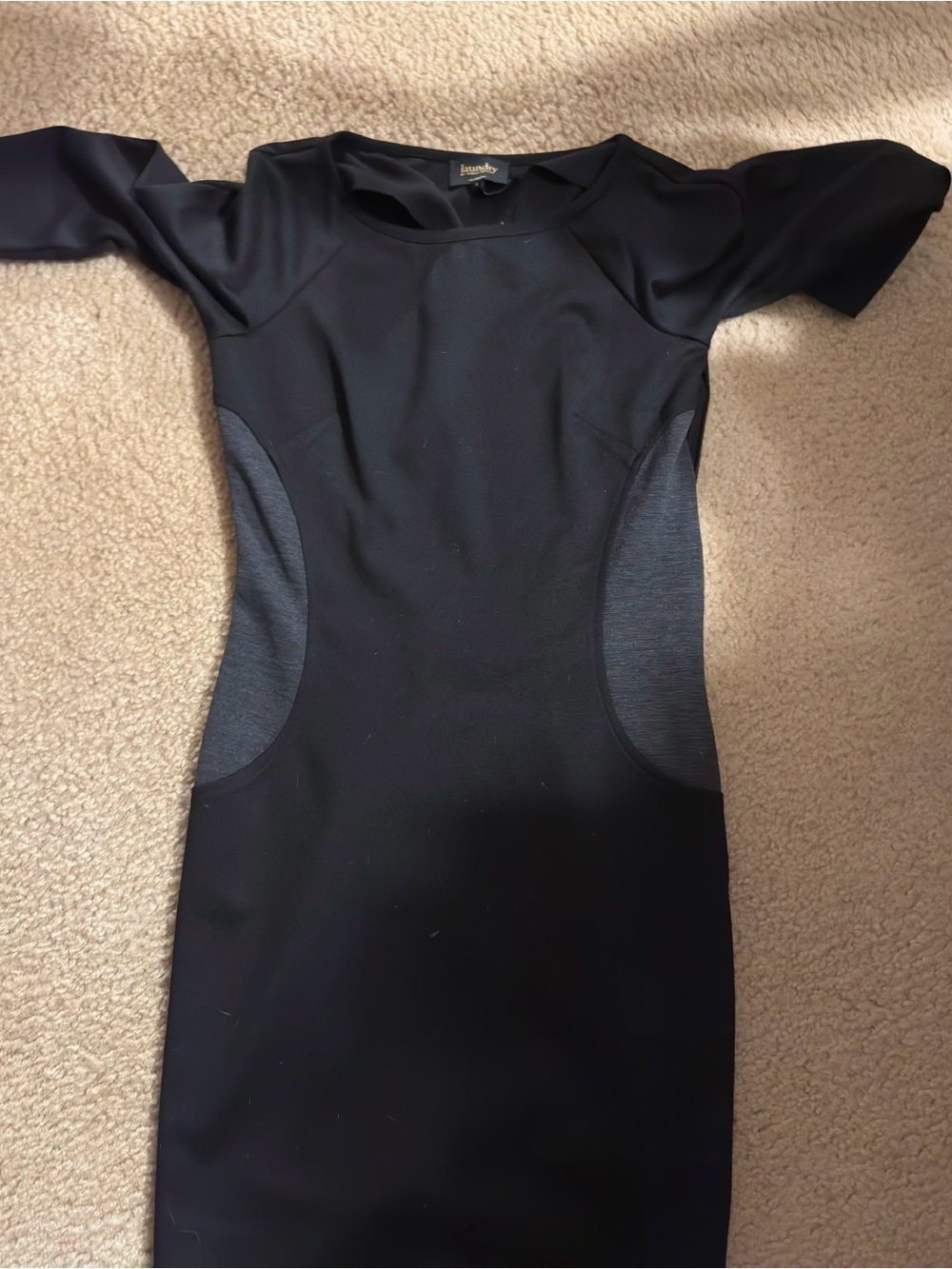 Laundry By Shelli Segal Black Midi Sheath Dress with Contour Panels